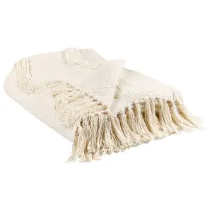 Blanket KHARI Cotton 125 x 150 cm Light Beige