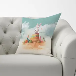 White Rabbit On A Beach Holiday Cushions 33cm x 48cm