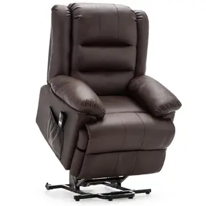 Loxley Single Motor Electric Riser Rise Recliner Bonded Leather Armchair Electric Lift Chair (Brown)