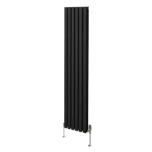 Oval Column Radiator & Valves - 1800mm x 360mm - Black