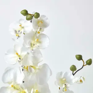 Homescapes Oriental Style Cream Orchids in Black Bowl