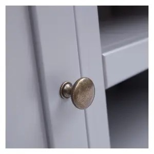 Biccari Grey 2 Door TV Cabinet Brass Knob