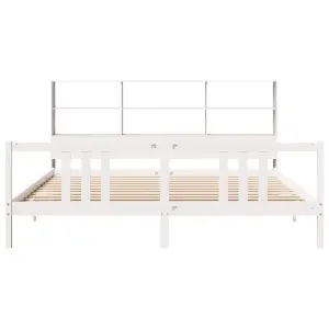 Berkfield Bookcase Bed without Mattress White 200x200cm Solid Wood Pine