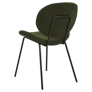 Set of 2 Dining Chairs LUANA Boucle Dark Green