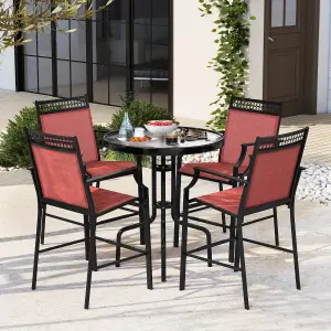 Costway Set of 2 Outdoor Patio Chairs Home Fabric Bar Stools w/ Footrest