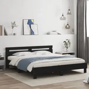 Berkfield Bed Frame with LED without Mattress Black 160x200 cm