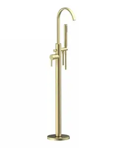 Aquarius Evolution Floorstanding Bath Shower Mixer Tap Brushed Brass