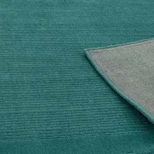 Teal Simple and Stylish Wool Handmade Modern Plain Rug for Living Room and Bedroom-68 X 240cm (Runner)