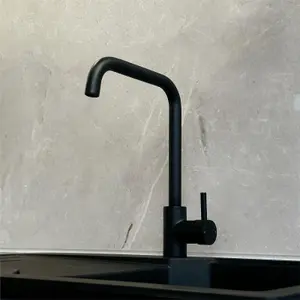 Liquida W10BL D-Shape Swivel Spout Monobloc Single Lever Black Kitchen Mixer Tap