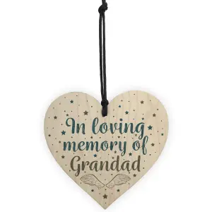 Red Ocean GRANDAD Memorial Plaques Wooden Heart Christmas Bauble Dad Gifts For Grandad Sign Keepsake