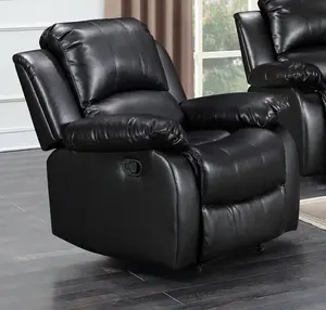 Recliner Manual Chair in Black Faux Leather