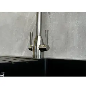 Liquida W05BN Swan Neck Monobloc Twin Lever Brushed Nickel Kitchen Mixer Tap