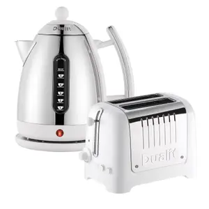 Dualit 2 Slice Toaster & 1.5 Litre Kettle High Gloss LITE Breakfast Set, White