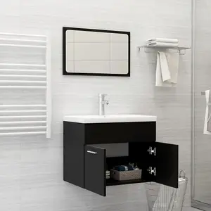 Berkfield Bathroom Furniture Set Black Engineered Wood