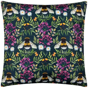 Wylder Nature House of Bloom Zinnia Bee Square UV & Water Resistant Outdoor Polyester Filled Cushion