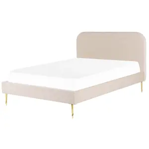 Velvet EU Double Size Bed Light Beige FLAYAT