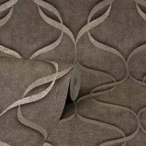 Milano Trellis Brown Wave Heavyweight Wallpaper M95629