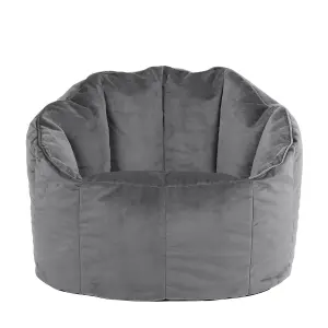 icon Sirena Scallop Chair Bean Bag Charcoal Grey Velvet Bean Bags