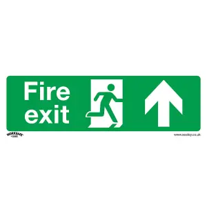 1x FIRE EXIT (UP) Health & Safety Sign - Rigid Plastic 300 x 100mm Warning