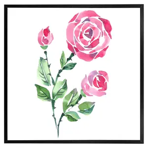 Rose print (Picutre Frame) / 16x16" / Grey