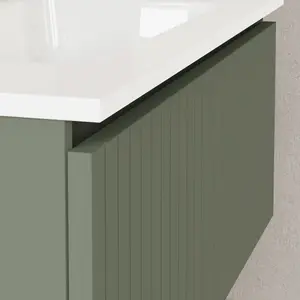 Banyetti Linea Muscat Sage Ribbed Wall Hung Vanity Unit 800mm x 390mm