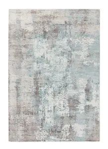 Blue Viscose Handmade , Luxurious , Modern Easy to Clean Abstract Rug for Living room, Bedroom - 200cm X 290cm