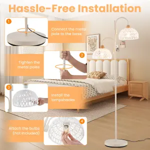 COSTWAY Rotating Floor Light w/ 2 x E27 Bulb Bases Freestanding Tree Lamp w/ Foot Switch