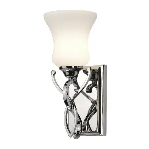 IP44 Wall Light Forged Scroll Design Etched Glass Polished Chrome LED G9 3.5W