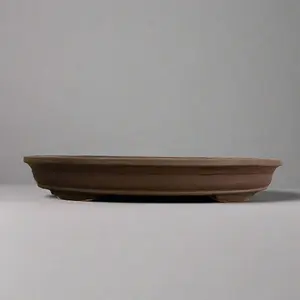 40cm Unglazed Bonsai Pot - Oval - 40cm x 22cm x 6cm - Brown