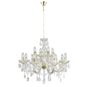 Litecraft Marie Therese Brass 12 Light Chandelier