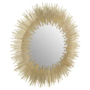 Interiors By Premier Modern Design Sunburst Wall Mirror, Easily Maintained Large Mirror For Wall, Versatile Gold Framed Mirror