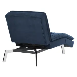 Fabric Chaise Lounge Navy Blue LOIRET