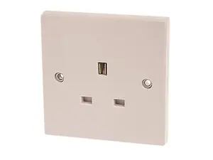 Dencon 1-Gang 13A Unswitched Socket - Durable White Plastic Design