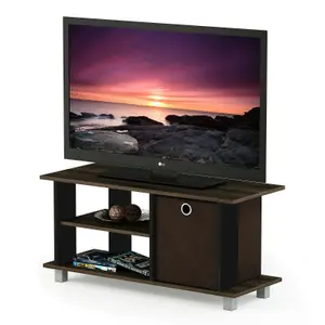 Furinno Simplistic TV Entertainment Center with Bin Drawers, Columbia Walnut/Dark Brown