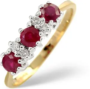 Ruby 0.58Ct And Diamond 9K Gold Ring