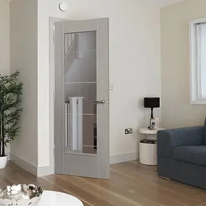 Tigris Light Grey Full Glazed Laminate Internal Door