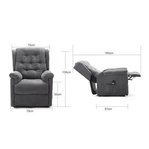 Barnsley Fabric Electric Single Motor Riser Rise Recliner Lift Mobility Tilt Armchair Charcoal