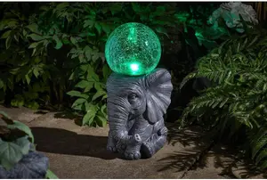 Solar Powered Colour Changing LED Elephant Garden Ornament