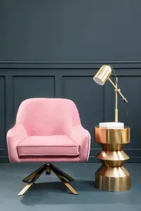 Interiors by Premier Pink Velvet Arm Chair, Luxury Velvet Upholstered Accent Chair, Comfortable Armchair for Home, Office