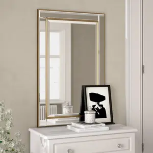 Abbate Rectangle Wall Mirror Gold / 90.5cm H x 65cm W