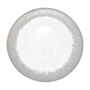 Neel Blue Charger Plates for Table Decoration - Clear Glass with Silver Trim