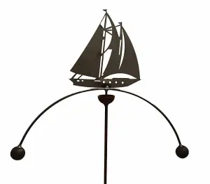 Sailing Boat Wind Rocker Double Bare Metal/Ready to Rust - Steel - L66 x W54 x H148.5 cm