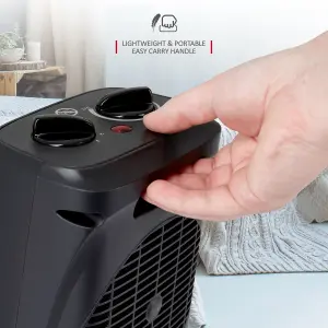 NETTA 2000W Ceramic Fan Heater 3 Heat Settings Overheat Protection - Black