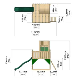 PolarPlay Kids Scandinavian Style Climbing Platform & Playhouse with Slide - Fiske Mist