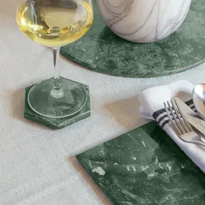 Argon Tableware Rectangle Marble Placemats - 30cm x 20cm - Green - Pack of 6