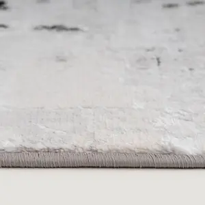 Silver Grey Transitional Contemporary Abstract Living Area Rug 60x110cm