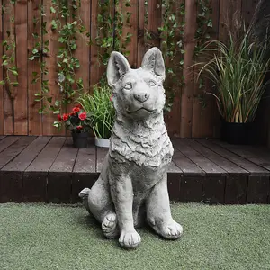 Large Alsatian/German Shepherd Dog Stone Cast Garden Ornament