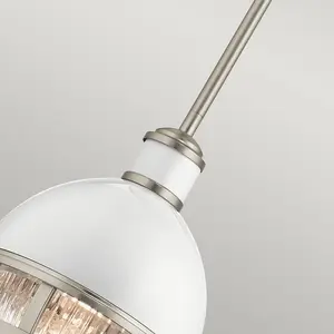 Luminosa Kichler Tollis Globe Pendant Ceiling Light Brushed Nickel & White