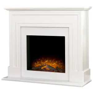 Adam Sandwell Electric Fireplace Suite in Pure White, 44 Inch