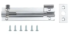 Smith & Locke Chrome-plated Silver Chrome effect Brass Barrel Door bolt N239 (L)102mm (W)26mm